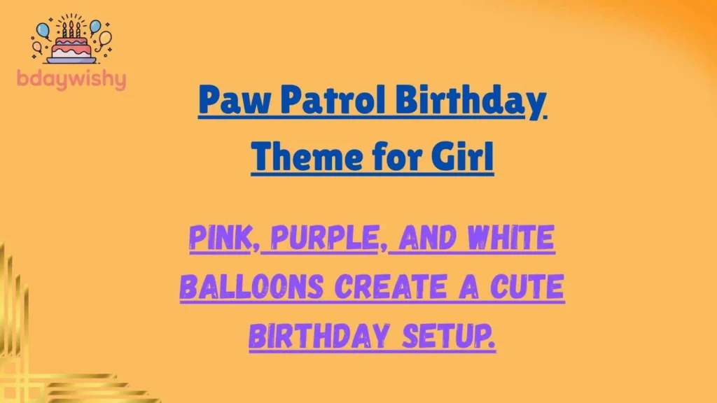 Paw Patrol Birthday Theme for Girl